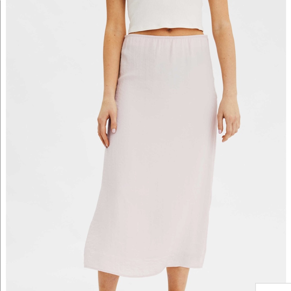 High waisted silky midi skirt